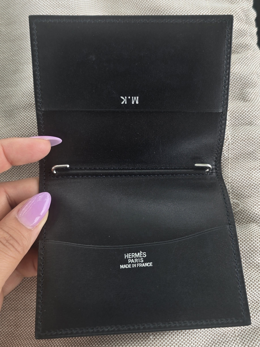 Authentic Hermes Black Leather Passport Holder